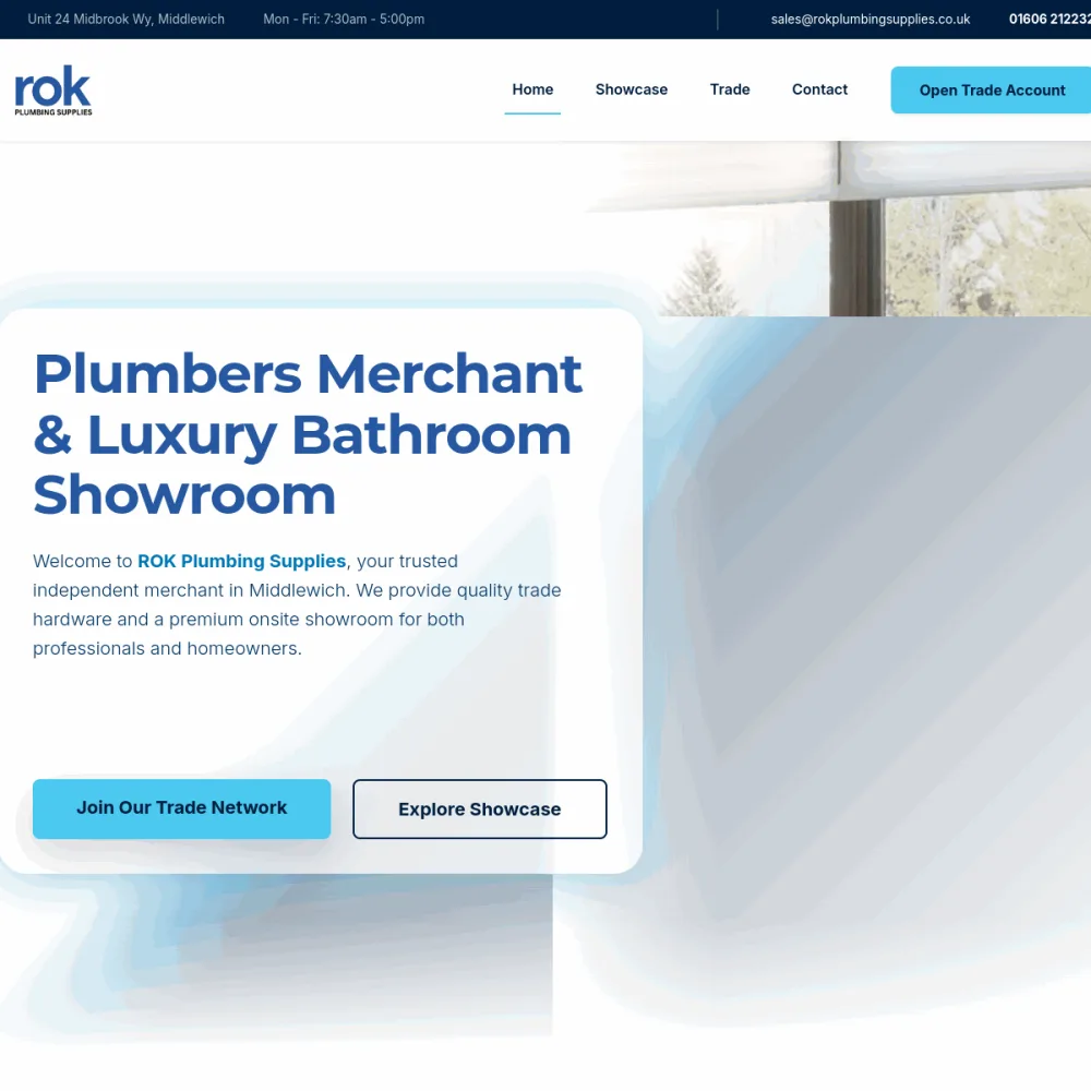 ROK Plumbing Supplies website homepage