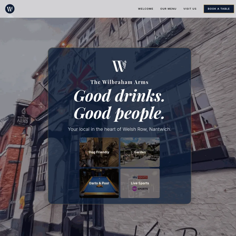 The Wilbraham Arms website homepage